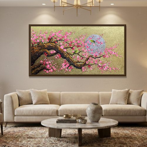 Tranh sơn dầu Kim Đào Đón Xuân TSD409