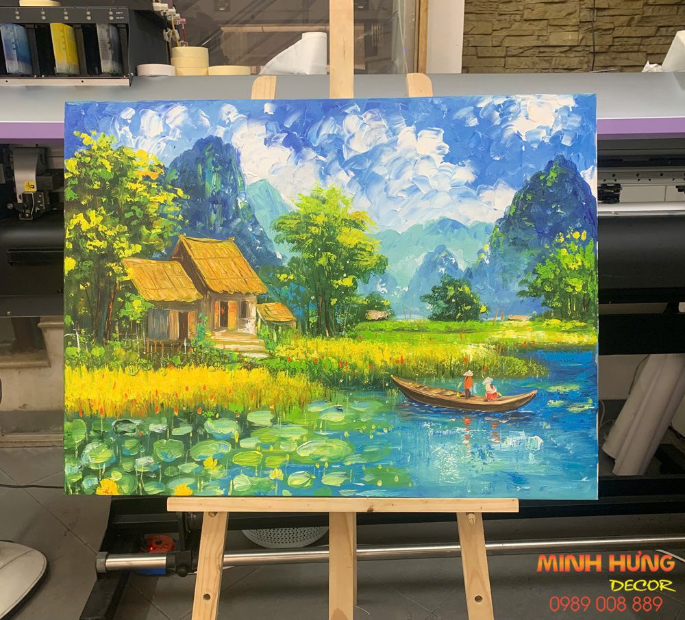 Tranh sơn dầu Làng quê thanh bình TSD392