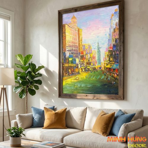 Tranh sơn dầu Nhịp sống thành thị TSD391