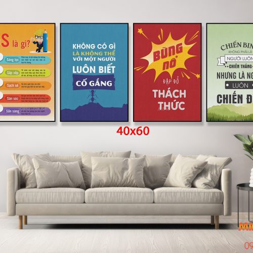 Tranh động lực tràn viền bộ 4 tấm TDL514