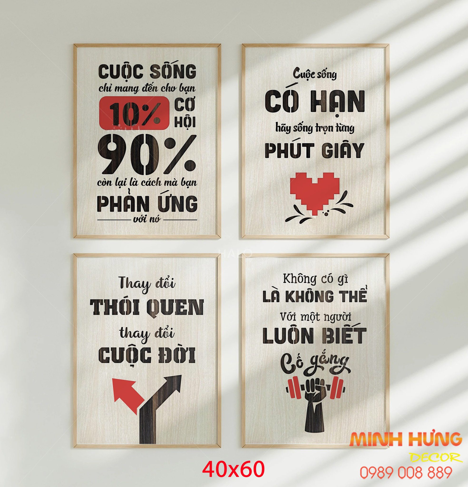 Tranh động lực tràn viền bộ 4 tấm TDL520