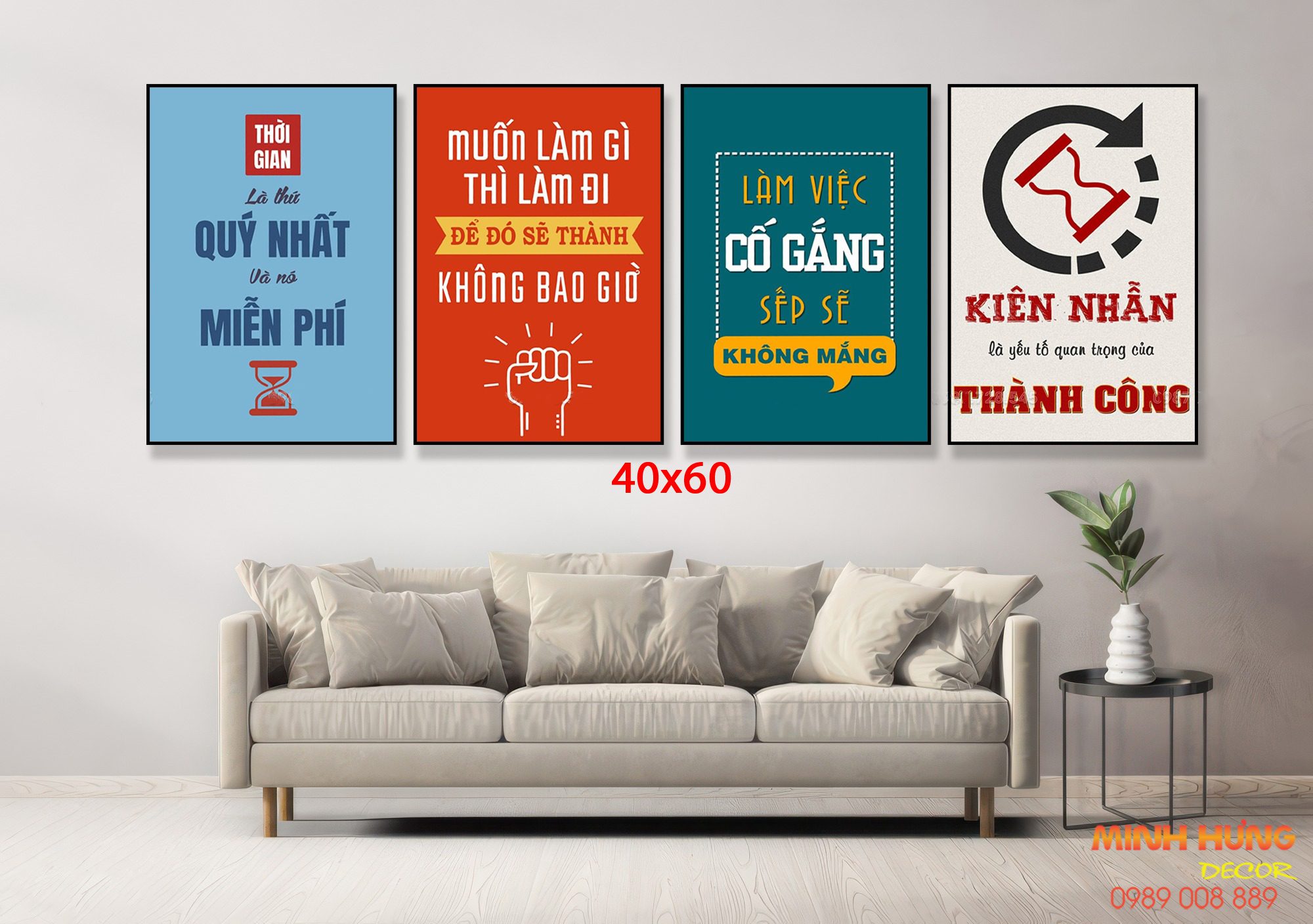 Tranh động lực tràn viền bộ 4 tấm TDL511