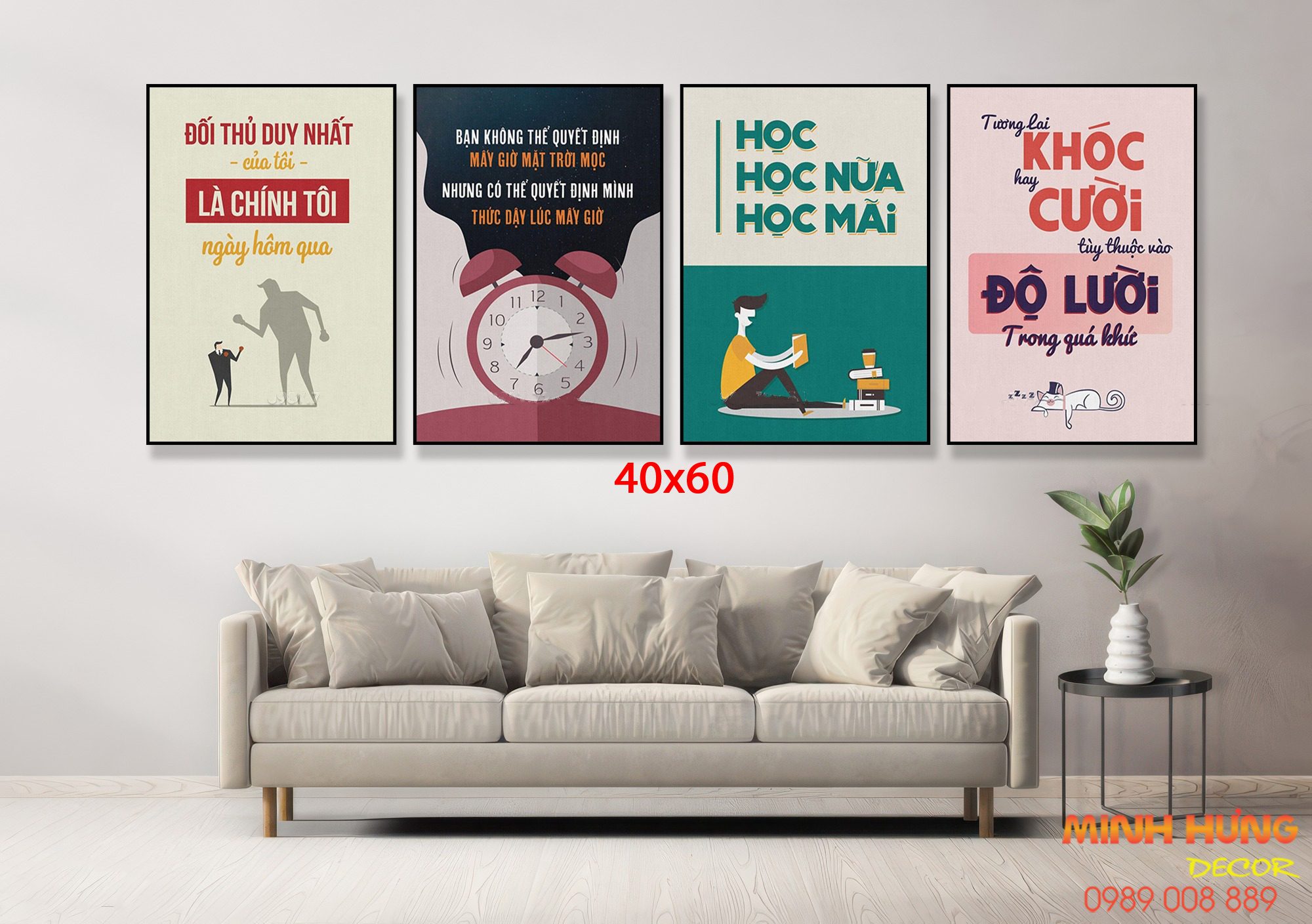 Tranh động lực tràn viền bộ 4 tấm TDL513