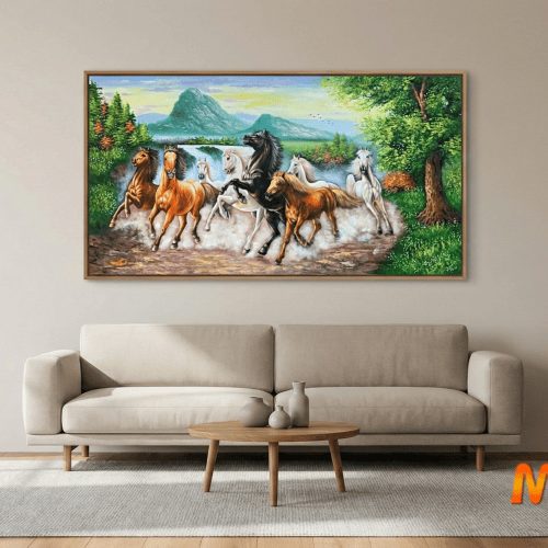 Tranh sơn dầu Bát mã truy phong TSD414