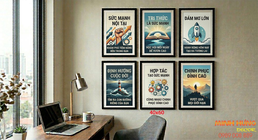 Tranh động lực tràn viền bộ 6 tấm TDL607
