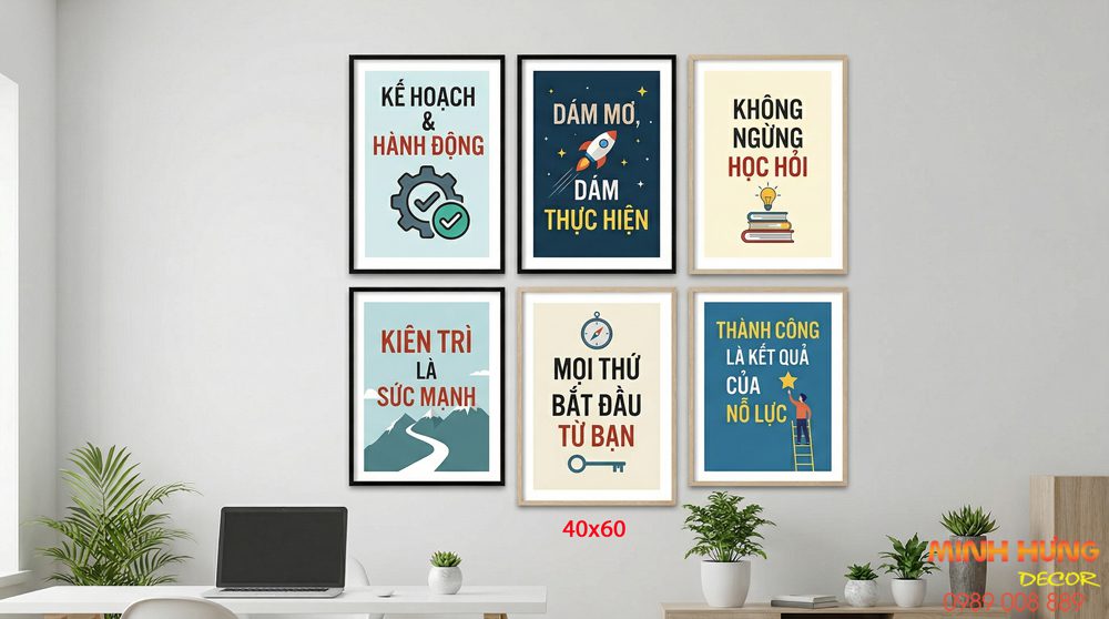 Tranh động lực tràn viền bộ 6 tấm TDL594