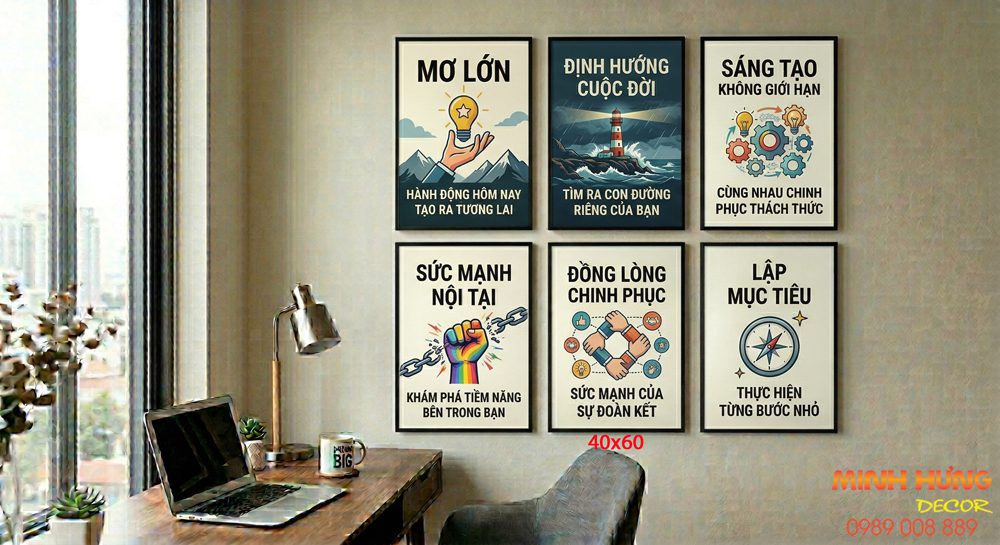 Tranh động lực tràn viền bộ 6 tấm TDL606