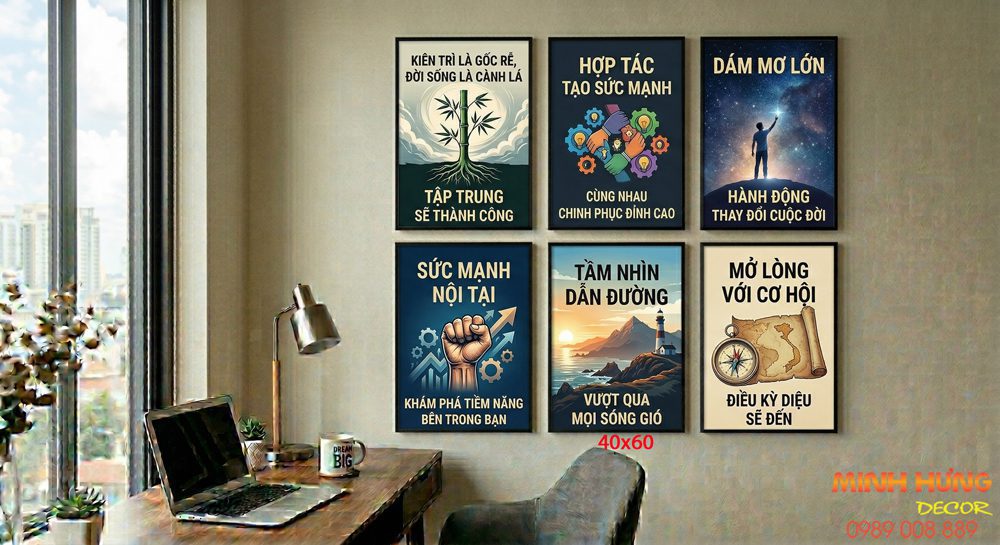 Tranh động lực tràn viền bộ 6 tấm TDL603