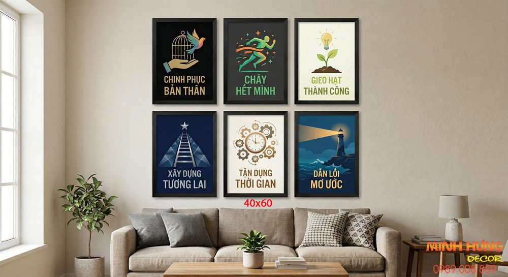 Tranh động lực tràn viền bộ 6 tấm TDL618