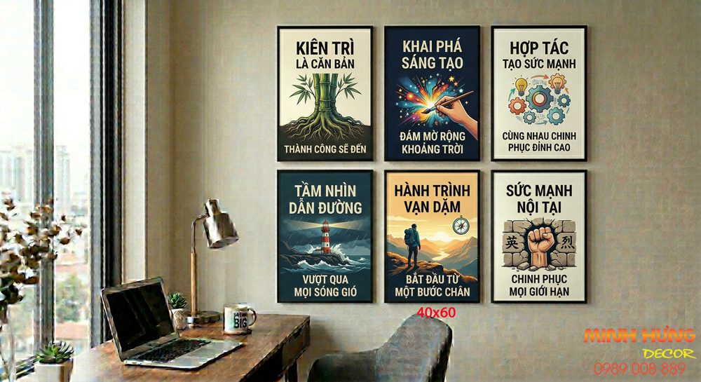 Tranh động lực tràn viền bộ 6 tấm TDL605