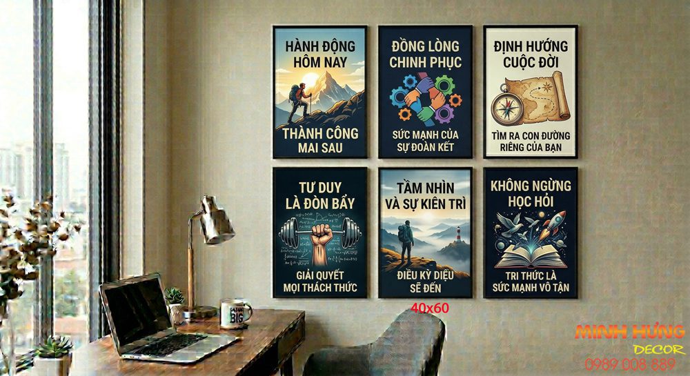 Tranh động lực tràn viền bộ 6 tấm TDL604