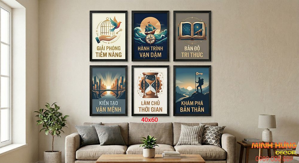 Tranh động lực tràn viền bộ 6 tấm TDL620