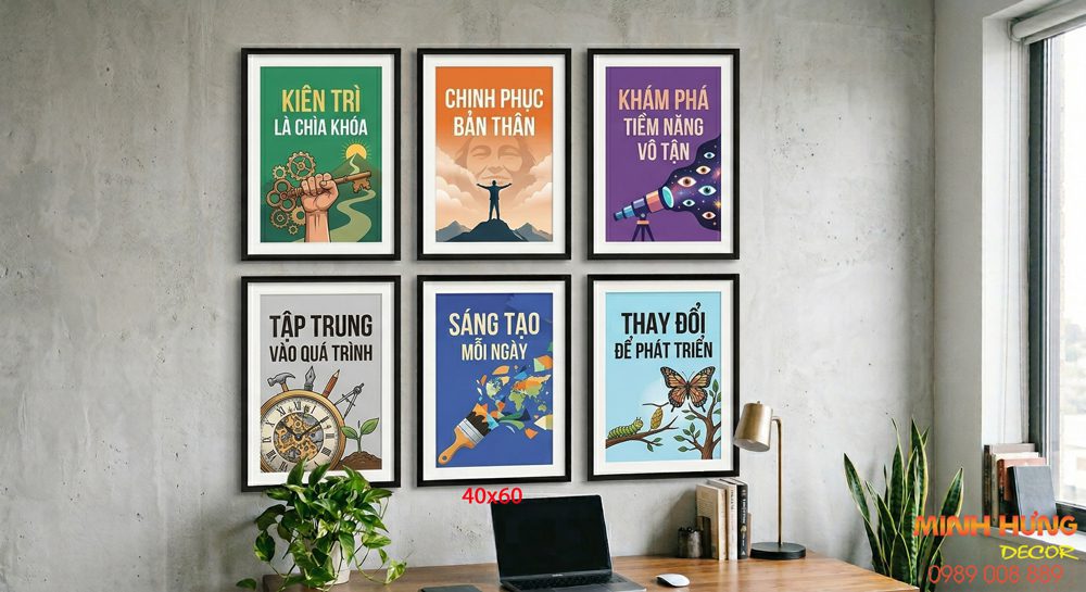 Tranh động lực tràn viền bộ 6 tấm TDL635