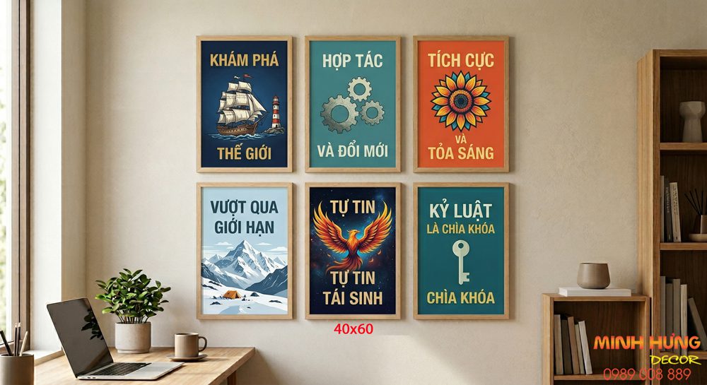 Tranh động lực tràn viền bộ 6 tấm TDL638