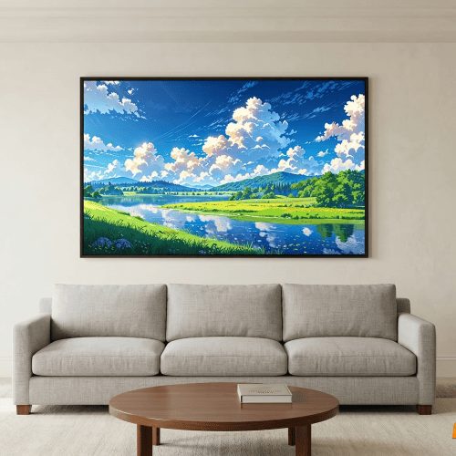 Tranh trừu tượng Bình yên bên dòng sông TTT031