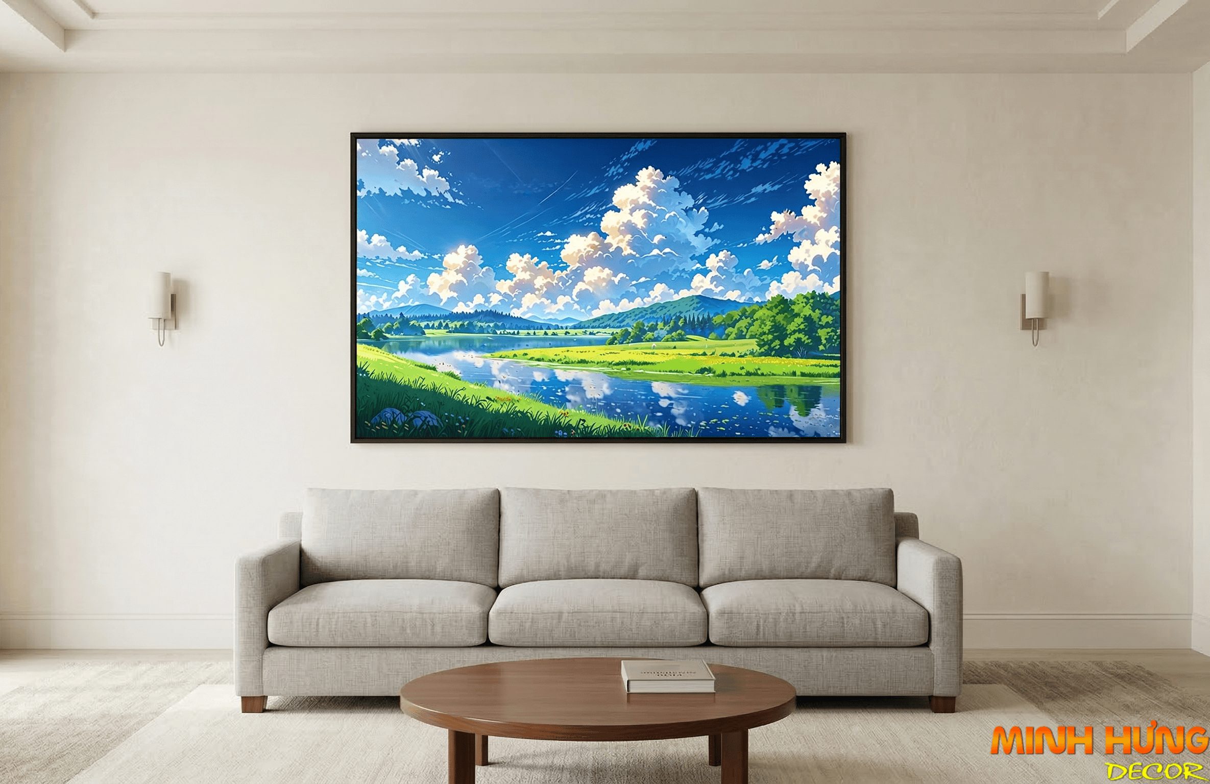 Tranh trừu tượng Bình yên bên dòng sông TTT031