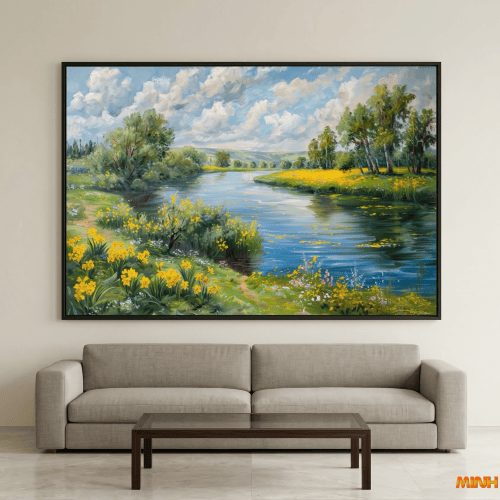 Tranh trừu tượng Dòng sông hoa vàng TTT037