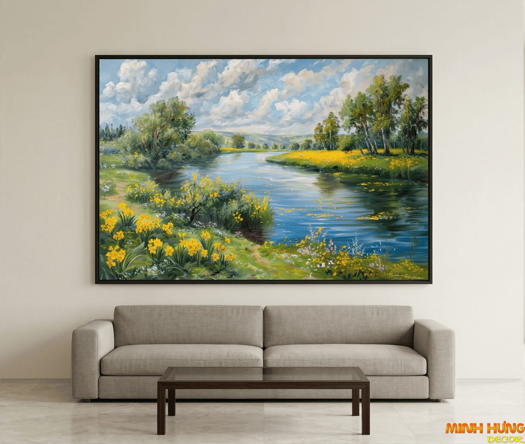 Tranh trừu tượng Dòng sông hoa vàng TTT037