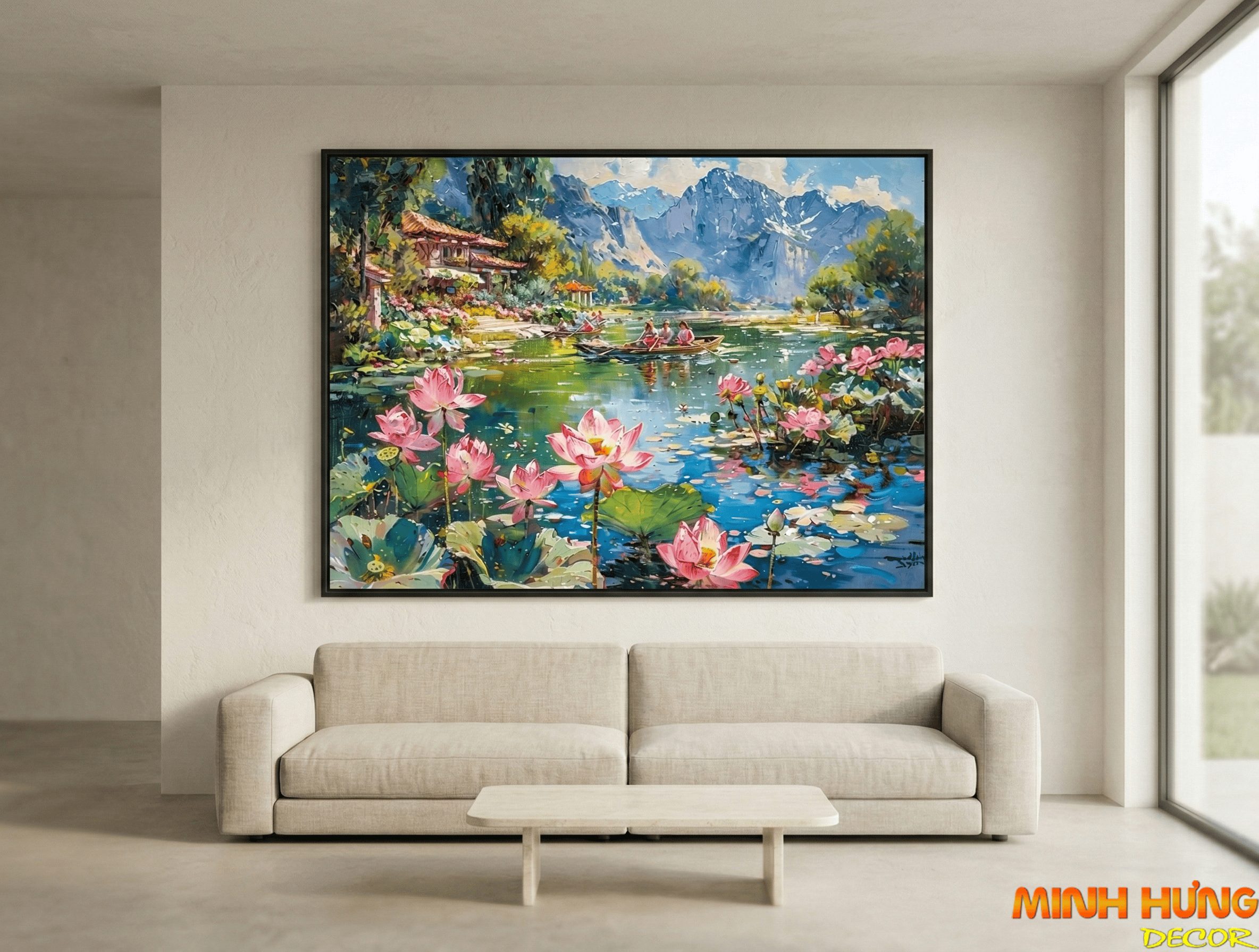 Tranh trừu tượng Hồ sen thanh bình TTT008