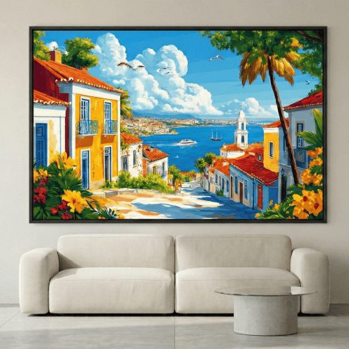 Tranh trừu tượng Nắng bên vịnh xanh TTT012