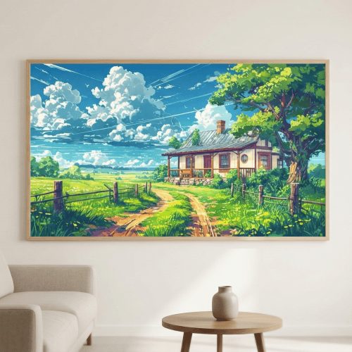 Tranh trừu tượng Nhà trên thảo nguyên TTT026