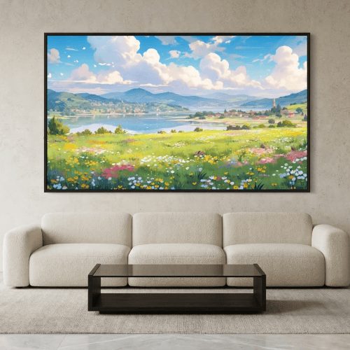 Tranh trừu tượng Thảo nguyên hoa nở TTT033