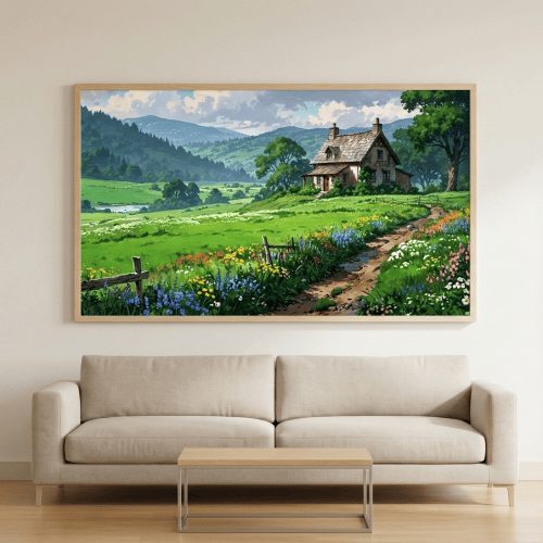 Tranh trừu tượng Thảo nguyên thanh bình TTT025