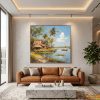 Tranh trừu tượng Bến quê yên bình TT057