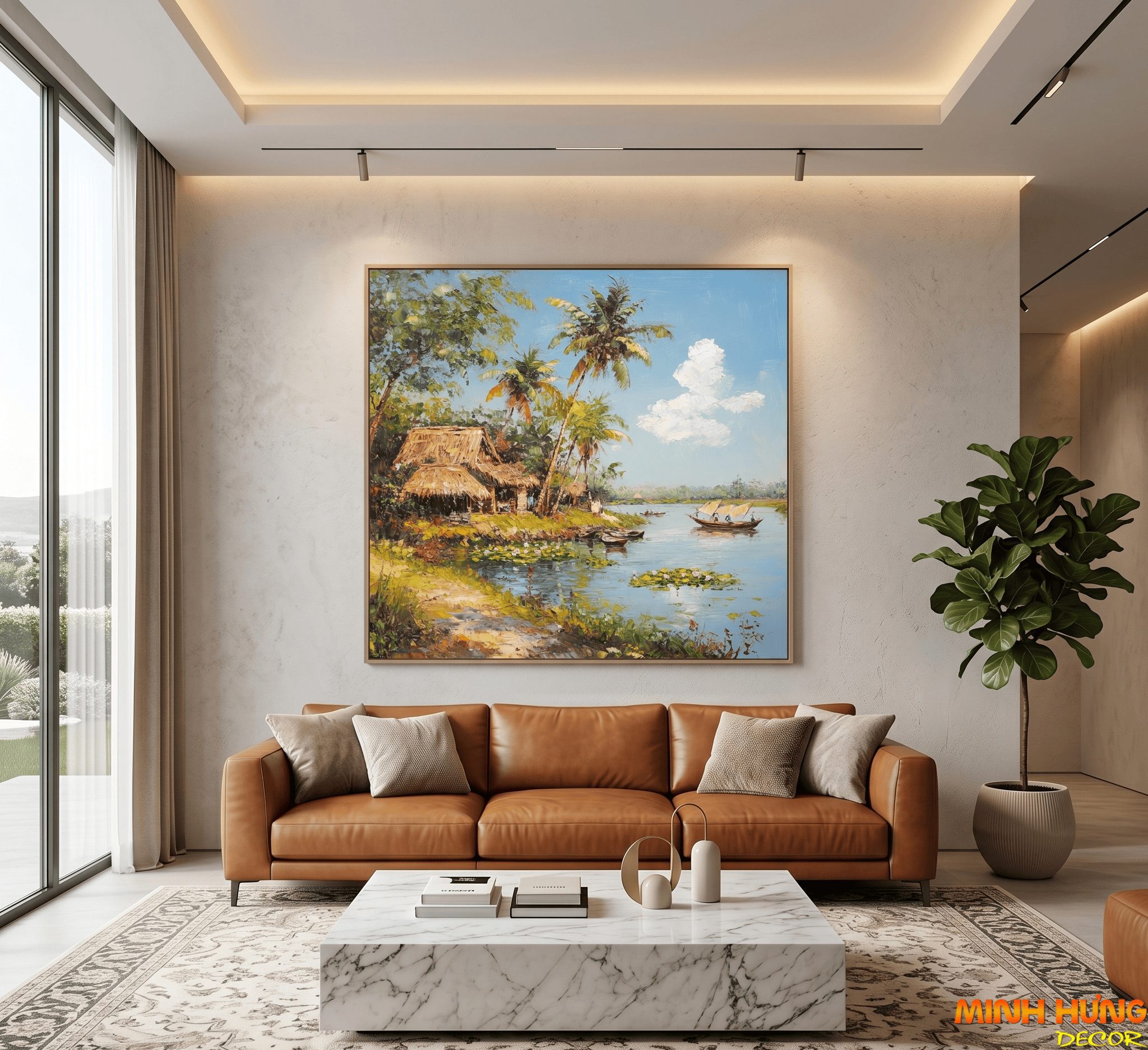 Tranh trừu tượng Bến quê yên bình TT057