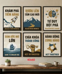Tranh động lực tràn viền bộ 6 tấm TDL666
