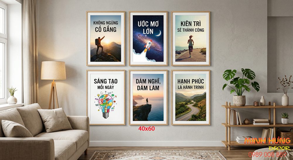 Tranh động lực tràn viền bộ 6 tấm TDL668