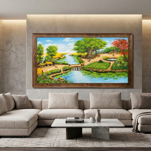 Tranh sơn dầu phong cảnh làng quê TSD432