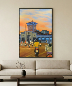 Tranh sơn dầu Chợ Bến Thành TSD434