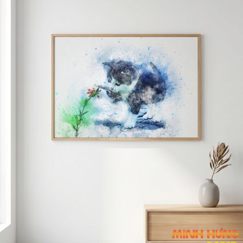 Tranh trừu tượng con mèo tinh nghịch TT098