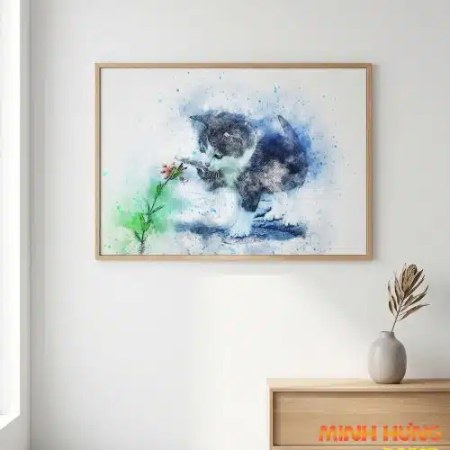 Tranh trừu tượng con mèo tinh nghịch TT098