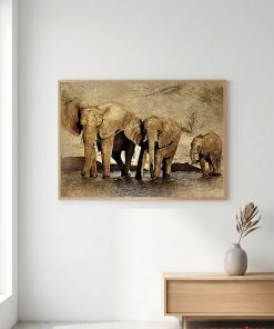 Tranh trừu tượng gia đình voi TT123