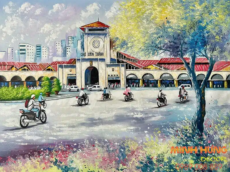 Tranh sơn dầu Nắng Sớm Bến Thành TSD459