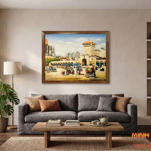 Tranh sơn dầu Mưu Sinh Phố Chợ TSD468