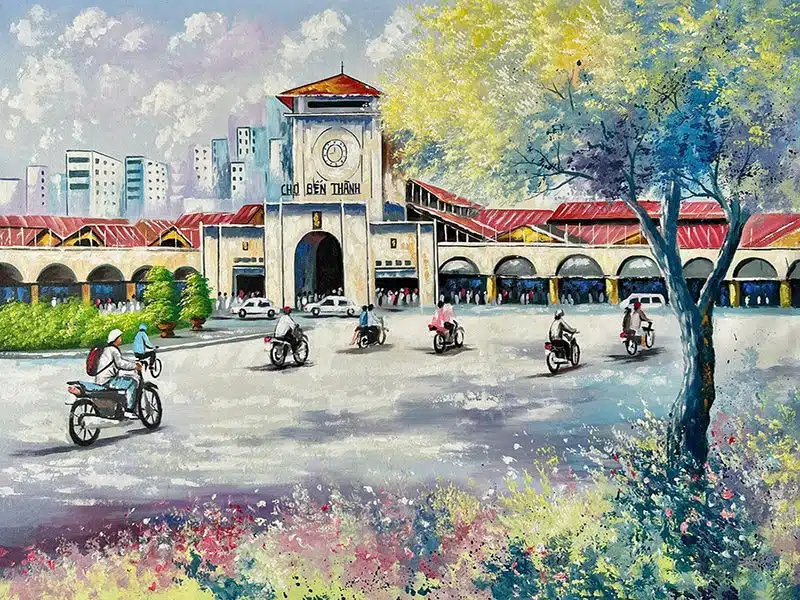 Tranh sơn dầu Nắng Sớm Bến Thành TSD459