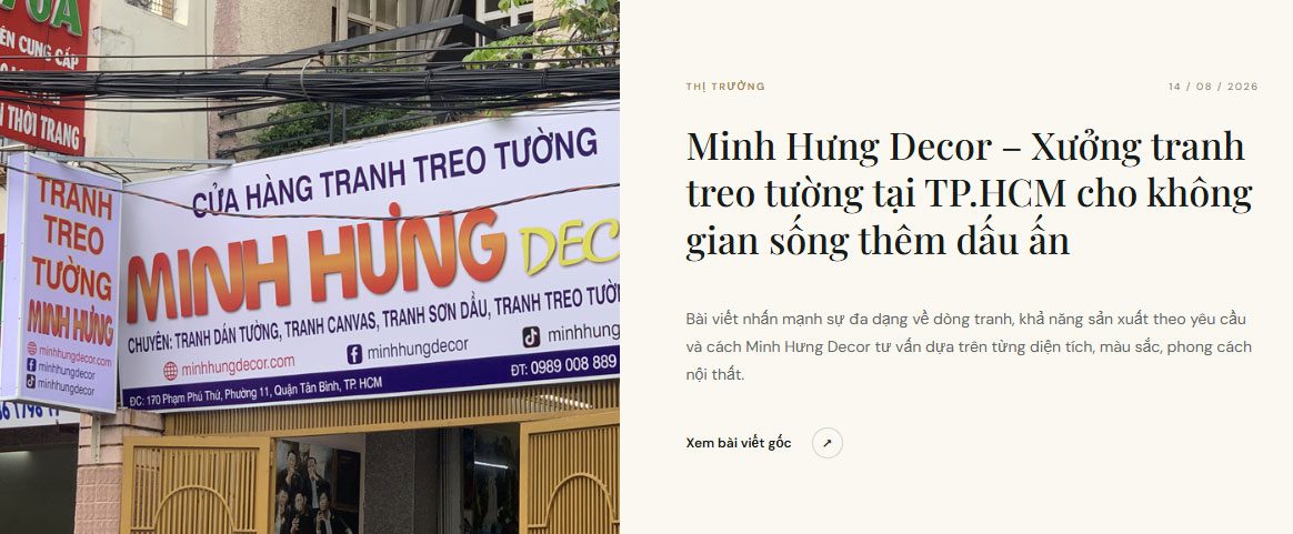 Minh Hưng Decor xưởng sản xuất tranh treo tường tại TP.HCM