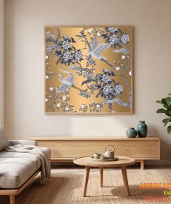 Tranh Chinoiserie song hạc sang trọng TNB013