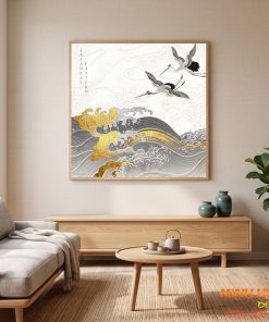 Tranh đôi hạc sóng vàng TNB014