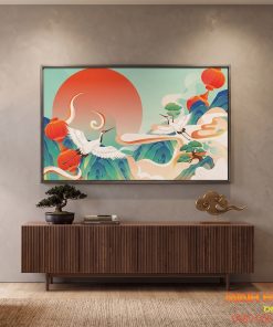 Tranh phong cảnh tùng hạc TNB019