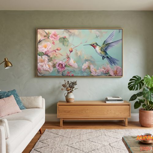 Tranh chim mẫu đơn pastel TI006