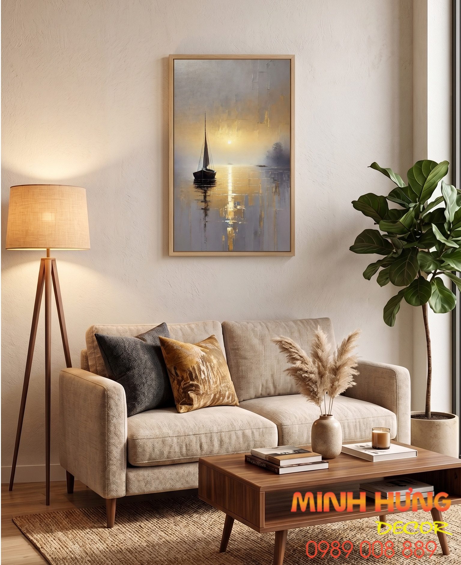 Tranh trừu tượng Bình Minh Dát Vàng TT131