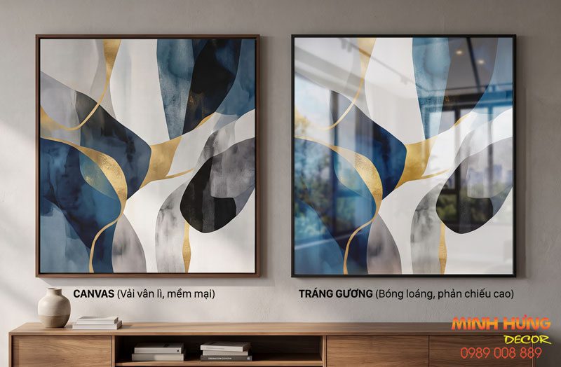 Canvas khác gì tranh tráng gương khi chọn tranh trừu tượng