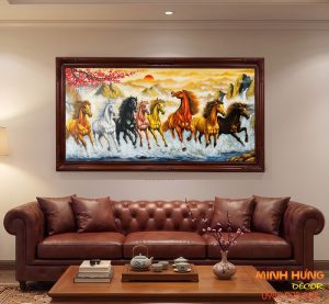 Tranh sơn dầu Bát Mã Huy Hoàng Triều Dương TSD474