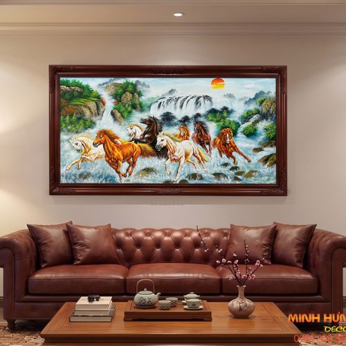 Tranh sơn dầu Mã Đáo Hào Khí Giang Sơn TSD475