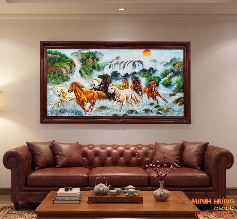 Tranh sơn dầu Mã Đáo Hào Khí Giang Sơn TSD475