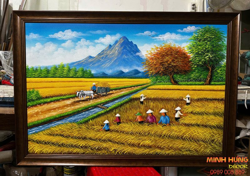 Tranh Đồng Quê Mùa Lúa Chín Vàng Bội Thu TSD481